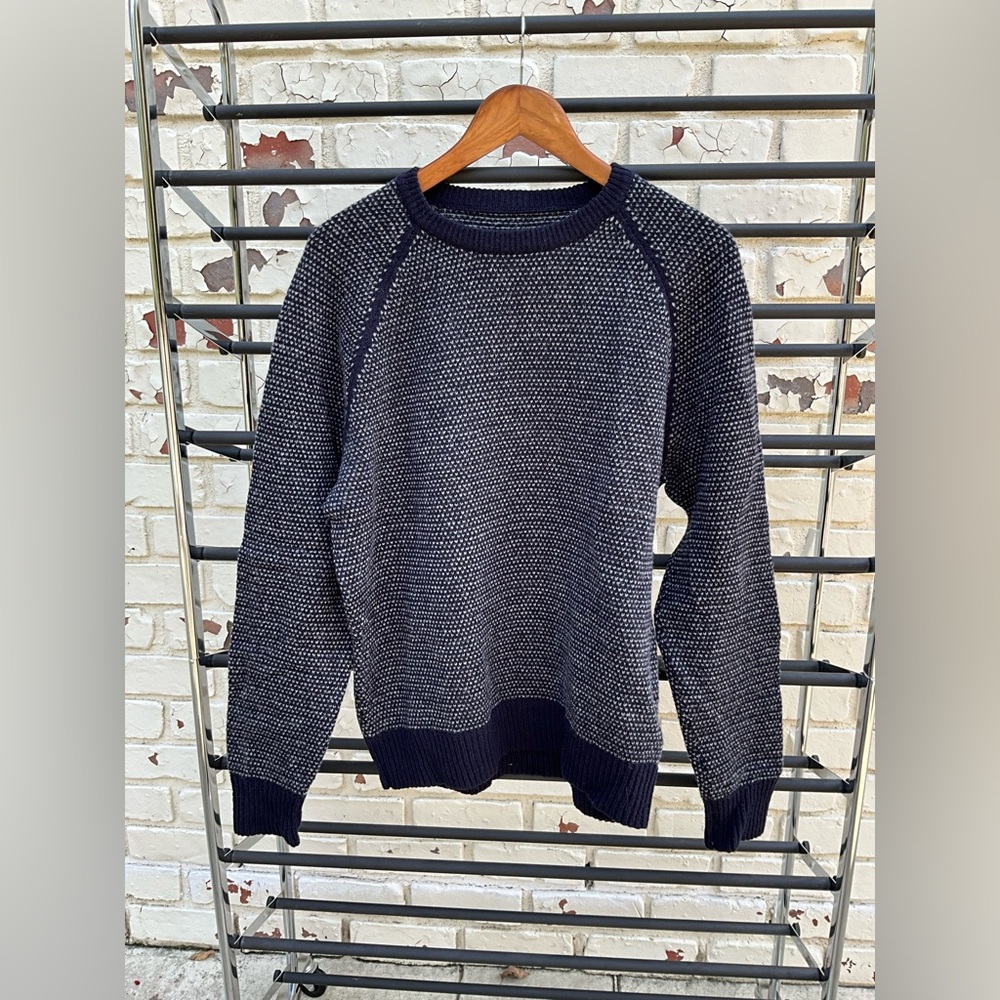 Lamb’s Wool Navy Knit Sweater, Men’s Streetwear